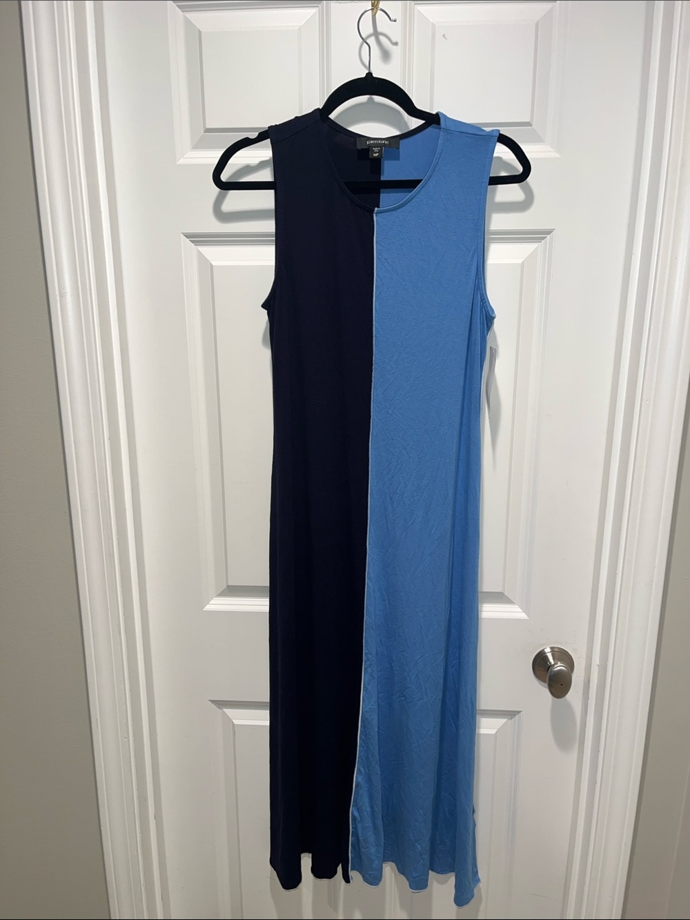 NEW KAREN KANE sleeveless colorblock petite boardwalk midi dress navy blue NWT - Picture 6 of 8